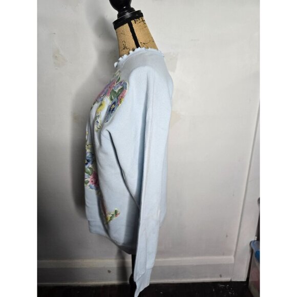 Vintage Grannycore FLoral Ruffled Crewneck Sweatshirt Tultex - Picture 2 of 16